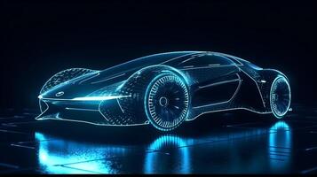 hologram futuristic electric car , photo