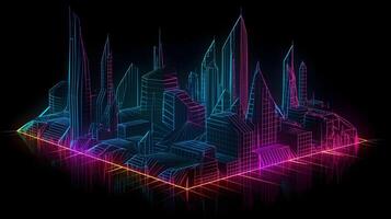 holographic illustration of a skyscraper view , photo