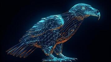 holographic polygon 3d eagle illustration , photo