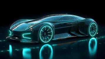 hologram futuristic electric car , photo