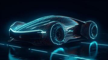 hologram futuristic electric car , photo