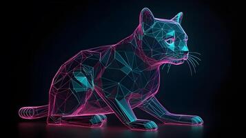 holographic polygon 3d cat illustration photo