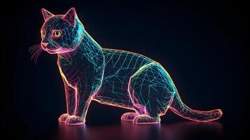 holográfico polígono 3d gato ilustración generativo ai foto