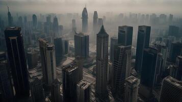 View of skyscrapers via drone photo