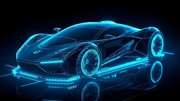 futuristic hologram super car , photo