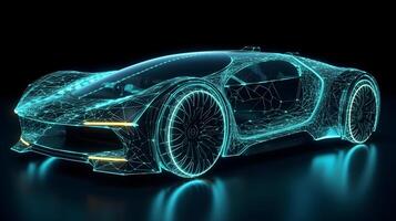 hologram futuristic electric car , photo