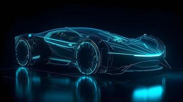hologram futuristic electric car , photo
