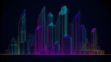 ilustración de un holograma rascacielos ver ,generativo ai foto