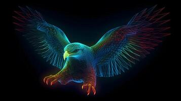 holographic polygon 3d eagle illustration , photo