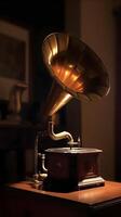 vintage classical gramaphone musical instrument, photo