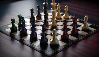 chess set on chess board,luxury chess game photo ,