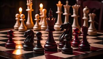 chess set on chess board,luxury chess game photo ,