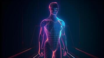 hologram human 3d model illustration , photo