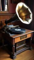 vintage classical gramaphone musical instrument, photo