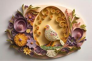 Decorative Easter egg paper quilling filigree design. photo