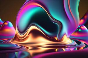 Holographic colorful liquid fluid abstract background. photo