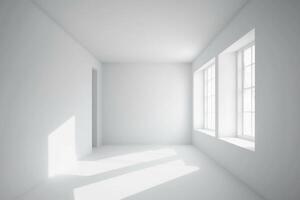 Light white empty room without furniture with natural light from windows. photo