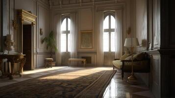 Design of a cozy living room interior in a modern classicism style. . photo