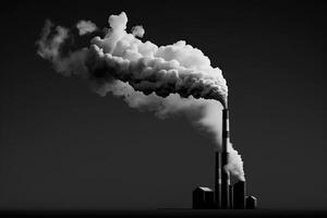 Ecology pollution, smoke from a pipe on a black background, graphic isolate. . photo