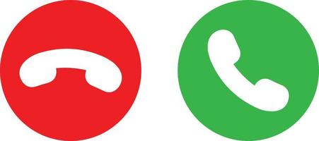 Accept call and decline phone icons . Red and green yes no buttons icon vector illustration . Answer and decline phone call buttons .