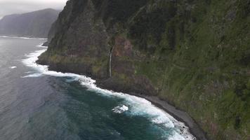 Cascata do Corrego da Furna in Madeira, Portugal by Drone video