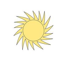 Retro groovy style twisted shiny sun. Psychedelic hippie old solar. Abstract vintage hippy bright sticker. Trendy y2k pop culture or boho design vector eps element