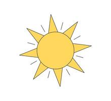 Retro groovy style shiny sun. Psychedelic hippie old solar summer element with triangular rays. Abstract vintage hippy bright sticker. Trendy y2k pop culture or boho design. Vector eps print