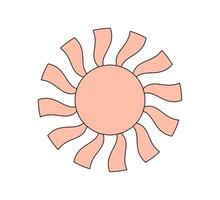 Retro groovy style twisted shiny sun. Psychedelic hippie old solar summer element. Abstract vintage hippy bright sticker. Trendy y2k pop culture or boho print design. Vector eps sacral symbol