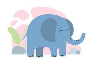 linda dibujos animados elefante. dibujo africano bebé salvaje sonriente personaje. tipo sonriente selva safari animal. vector eps creativo gráfico mano dibujado impresión