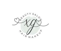 Initial XG feminine logo collections template. handwriting logo of initial signature, wedding, fashion, jewerly, boutique, floral and botanical with creative template for any company or business. vector