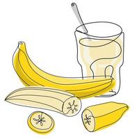 Continuous one line drawing of Banana juice vector