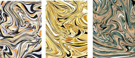 A set of abstract backgrounds. A mixture of acrylic paints. vector