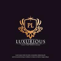 PL initial letter luxury ornament gold monogram logo template vector art.