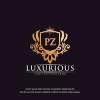 PZ initial letter luxury ornament gold monogram logo template vector art.