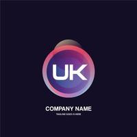 UK initial logo With Colorful Circle template vector