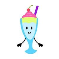 Cartoon Color Summer Drink Character Icon Cafe Concept. Vector