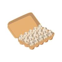 Cartoon Color Fresh Quail Eggs in a Cardboard Box. Vector