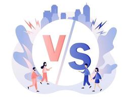 VS battle sign. Versus letters. Competition between two persons or products. Modern flat cartoon style. Vector illustration on white background