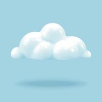 3d illustration of white floating cloud, isolated on light blue background vector