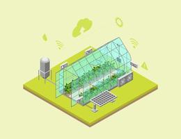 Smart Greenhouse Hitech Concept 3D Isometric View. Vector