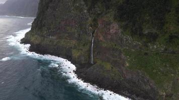 Cascata do Corrego da Furna in Madeira, Portugal by Drone video