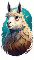 Llama. Hand drawn llama portrait. Vector illustration. photo