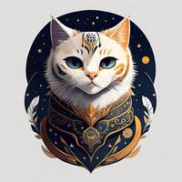 Beautiful cat in the moonlight. photo