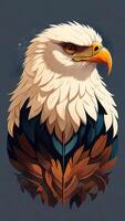 Bald Eagle with feathers on a dark background. photo