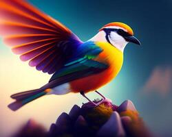 Colorful bird on a background of nature. photo