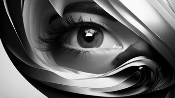 Close-up of beautiful female eye. Conceptual image. 3D rendering. photo