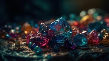 Close-up of Beautiful Crystals with Radiant Shine and Unique Formation. photo