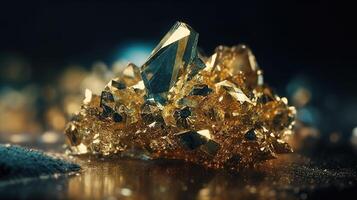 Close-up of Beautiful Crystals with Radiant Shine and Unique Formation. photo