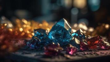 Close-up of Beautiful Crystals with Radiant Shine and Unique Formation. photo