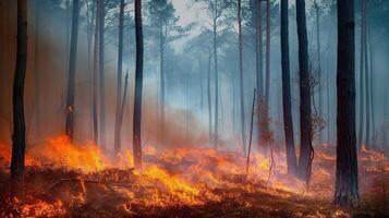 el devastador impacto de bosque incendios generativo ai foto